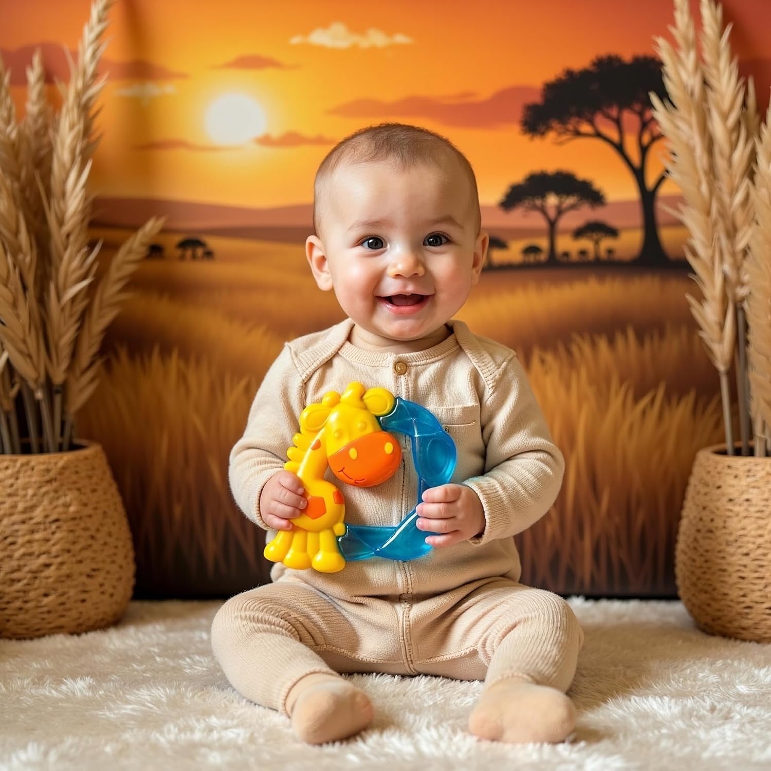 Inel de dentiție Playgro Jerry Giraffe - Inel de dentiție pentru bebeluși - Inel de dentiție din silicon pentru bebeluși - Inel de dentiție din silicon - Ajutor pentru dentiție - Silicon - Inel de dentiție pentru copii - Colorat