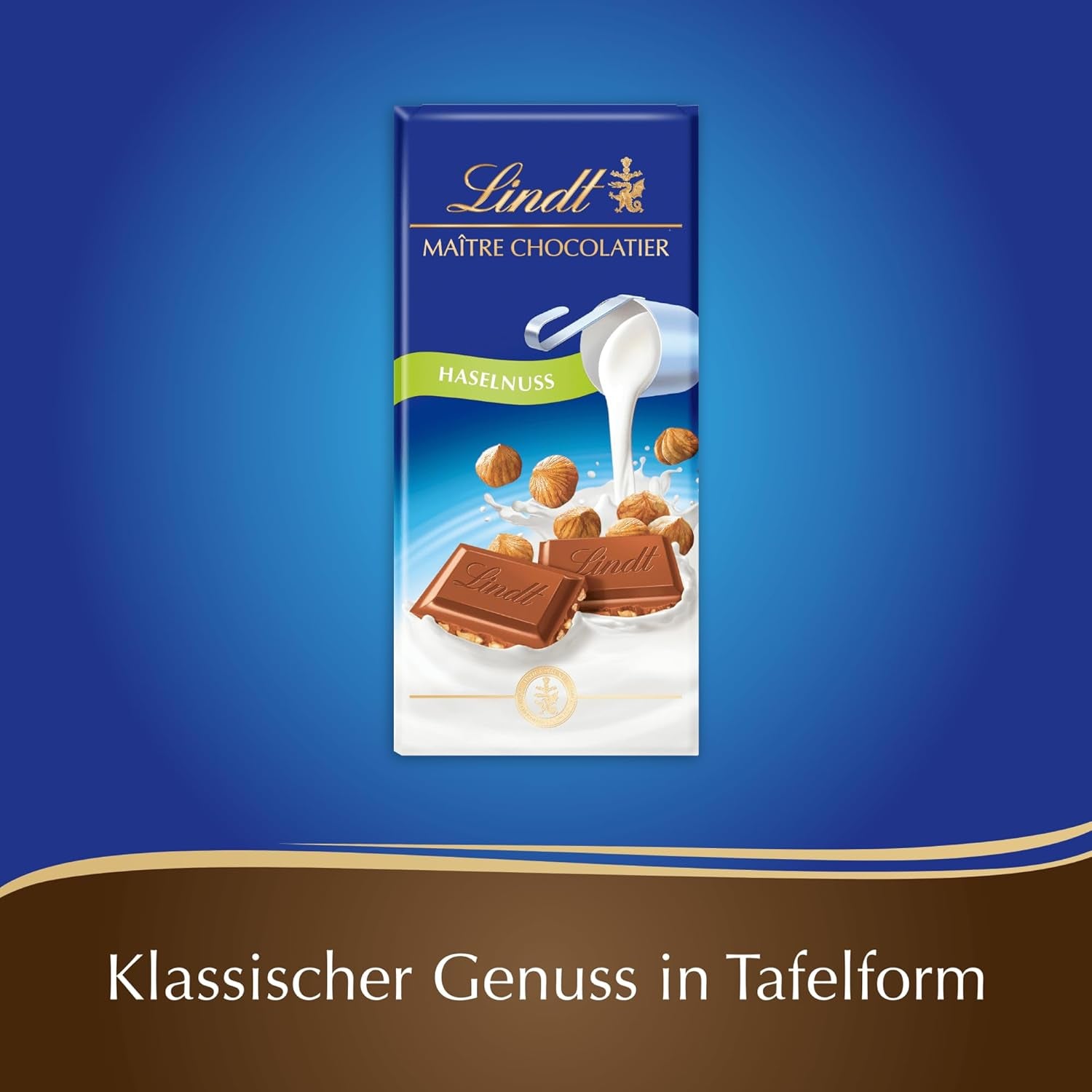 Cioccolata Lindt | Barretta di cioccolato al latte e nocciole | 100 g| Cioccolato al latte liscio e fuso con pezzi croccanti di nocciola | Barretta di cioccolato