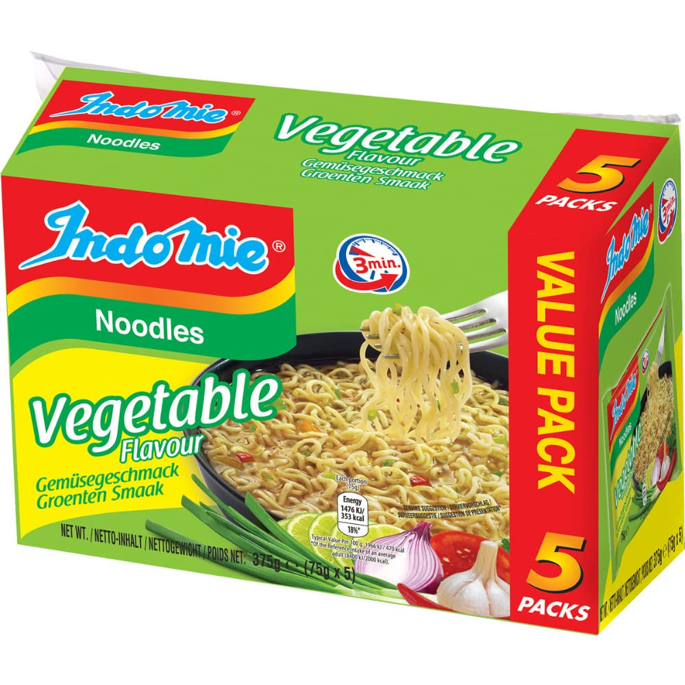 INDOMIE - Tagliatelle istantanee con gamberetti, confezione da 5 - (1 x 5 x 70 g)