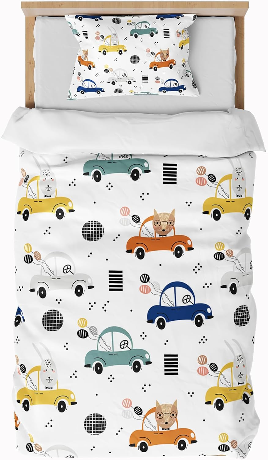 Biancheria da letto per bambini, ragazzi, vari modelli, con cerniera, in microfibra di poliestere Biancheria da letto - bambini Naty Shop Auto 100X135 Cm + 40X60 Cm