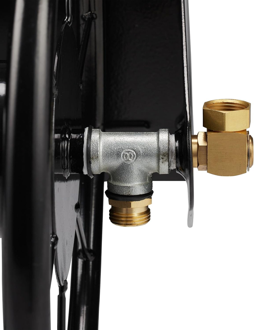 Tambur furtun Relaxdays, tambur furtun cu manivelă, pentru furtun de 60 m, oțel, ÎxLxA: 41,5 x 54 x 45 cm, negru