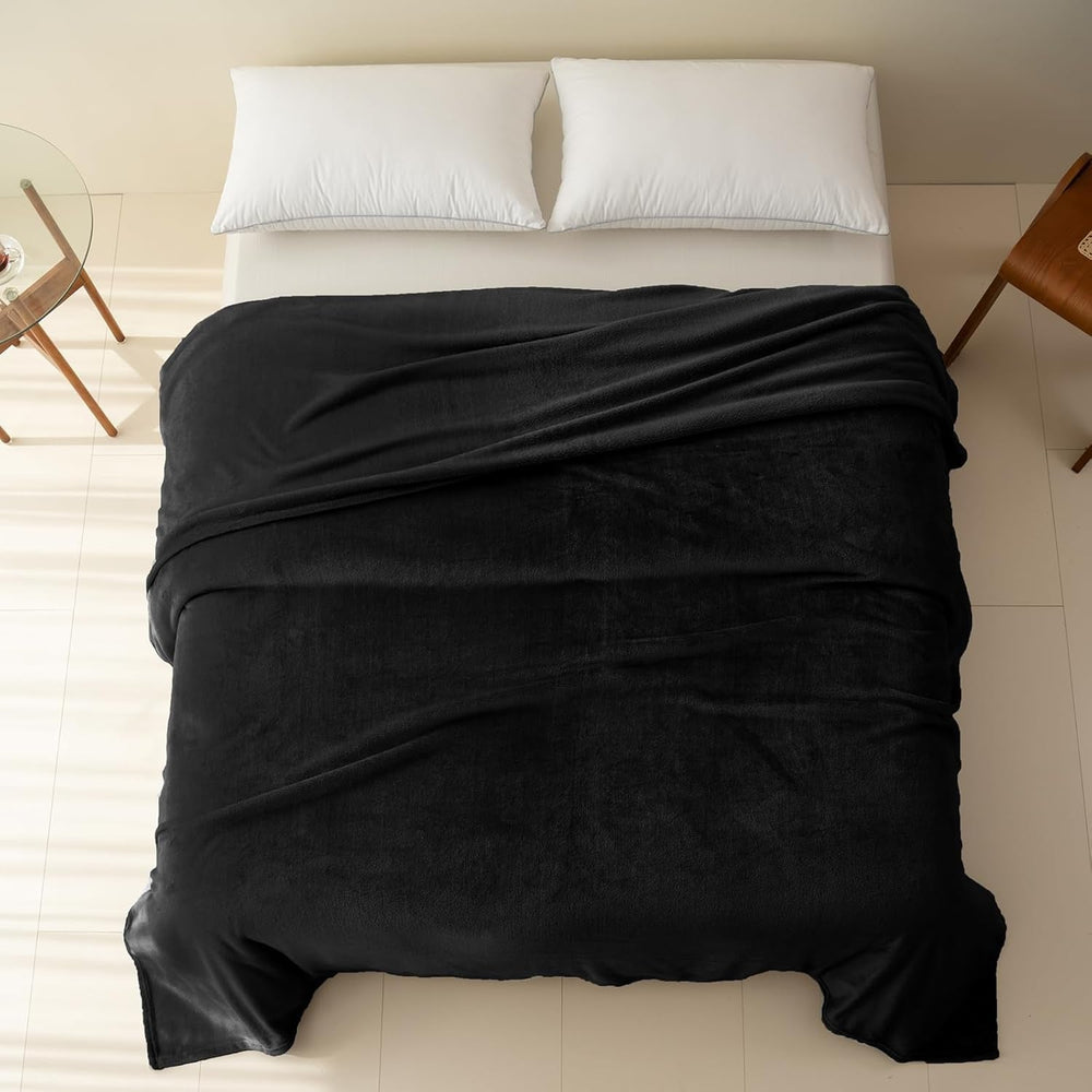 Coperta accogliente soffice coperta in pile 130 x 150 cm Coperte da letto Coperta da divano Grandi coperte morbide e copridivano per adulti Copridivano caldi lavabili in lavatrice Letti e coperte nere Good Nite