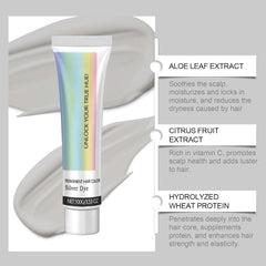 Vopsea de păr argintie 2-in-1 cu extract de esență naturală, vopsea de păr argintie Detroit Rain, vopsea de păr argintie metalică, vopsea de păr argintie pentru păr închis, vopsea de păr argintie, vopsea de păr permanentă (1 bucată) Vopsea pentru par Naty Shop