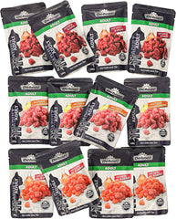 Hrană umedă Dehner Premium pentru pisici, pachet multiplu, pentru pisici adulte, 4 bucăți din fiecare: miel / curcan / somon, 12 pungi x 100 g (1,2 kg)