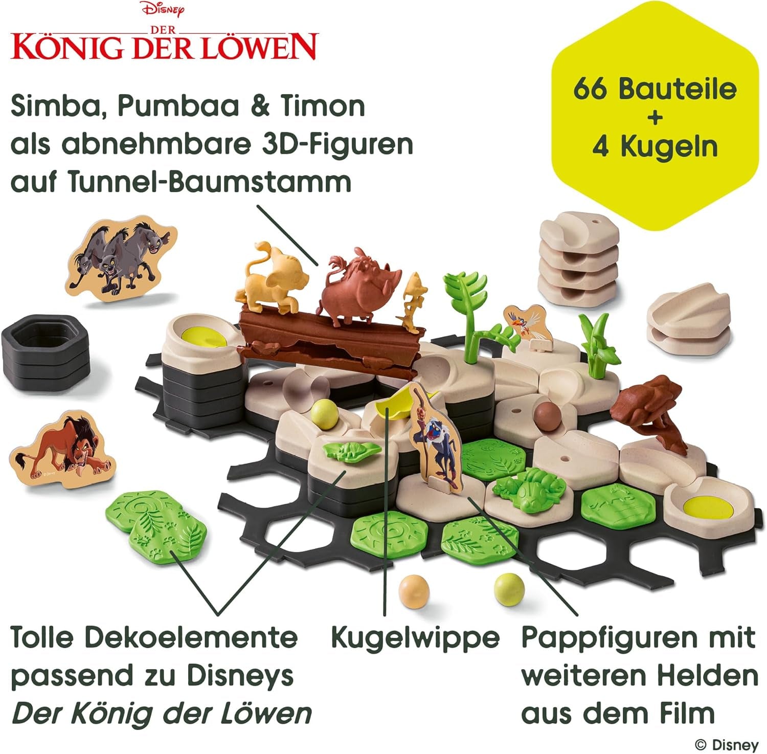 Ravensburger GraviTrax Junior Starter-Set Disney Lion King 73437 - Murmelbahn für Kinder ab 3 Jahren, mit Spielfiguren aus der König der Löwen-Welt