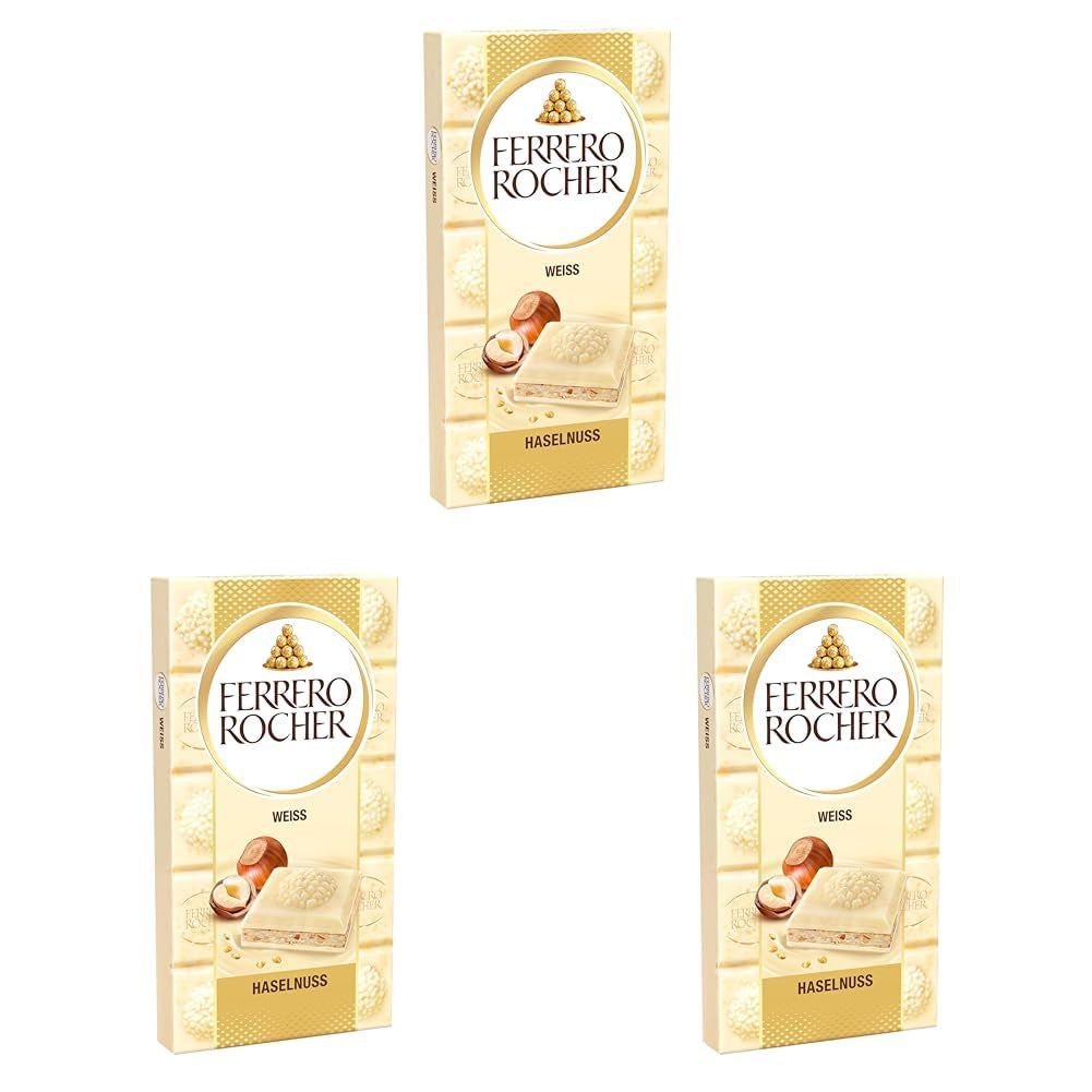 Tavoletta Ferrero Rocher - Cioccolato Bianco con Nocciola - Regalo di San Valentino per Lui e per Lei - 1 Tavoletta di Cioccolato x 90g