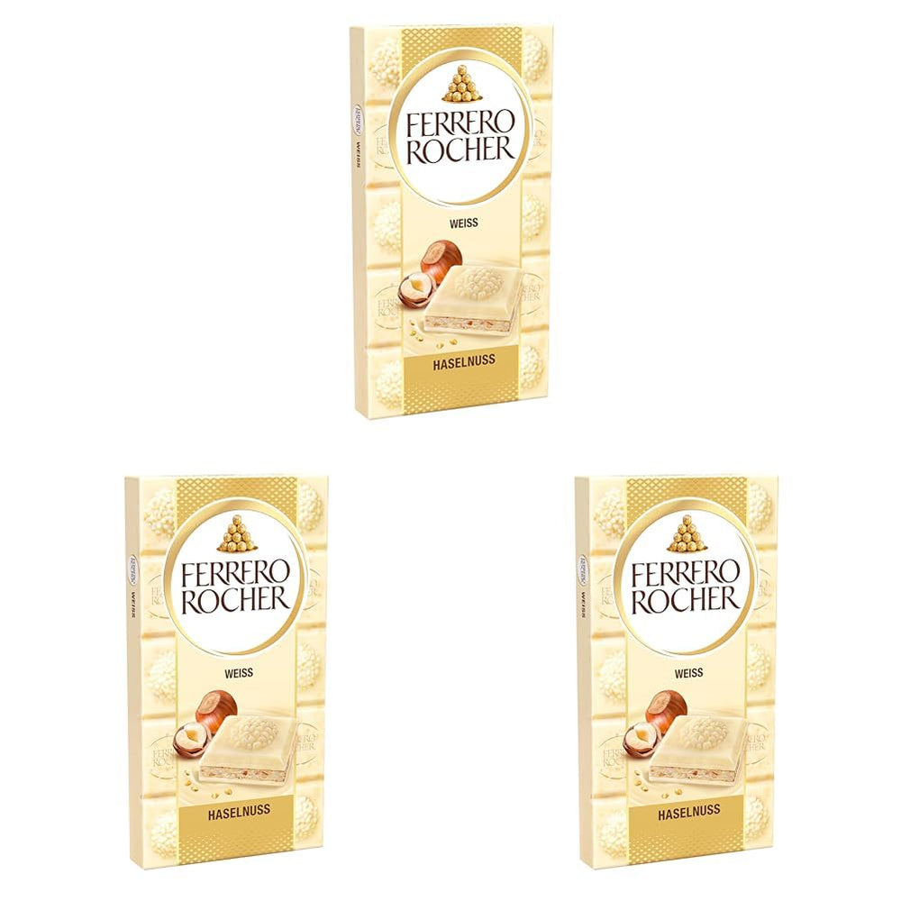 Tavoletta Ferrero Rocher - Cioccolato Bianco con Nocciola - Regalo di San Valentino per Lui e per Lei - 1 Tavoletta di Cioccolato x 90g