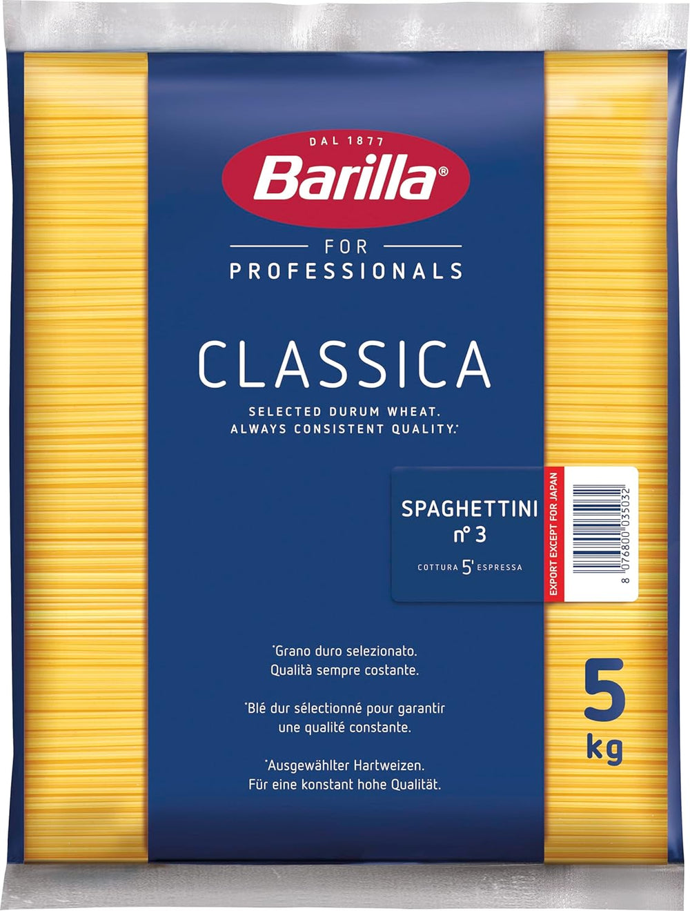 Barilla Pasta Klassische Spaghetti n.5 aus alta qualità Hartweizen immer al dente, (1 x 500 g), geschmacklos