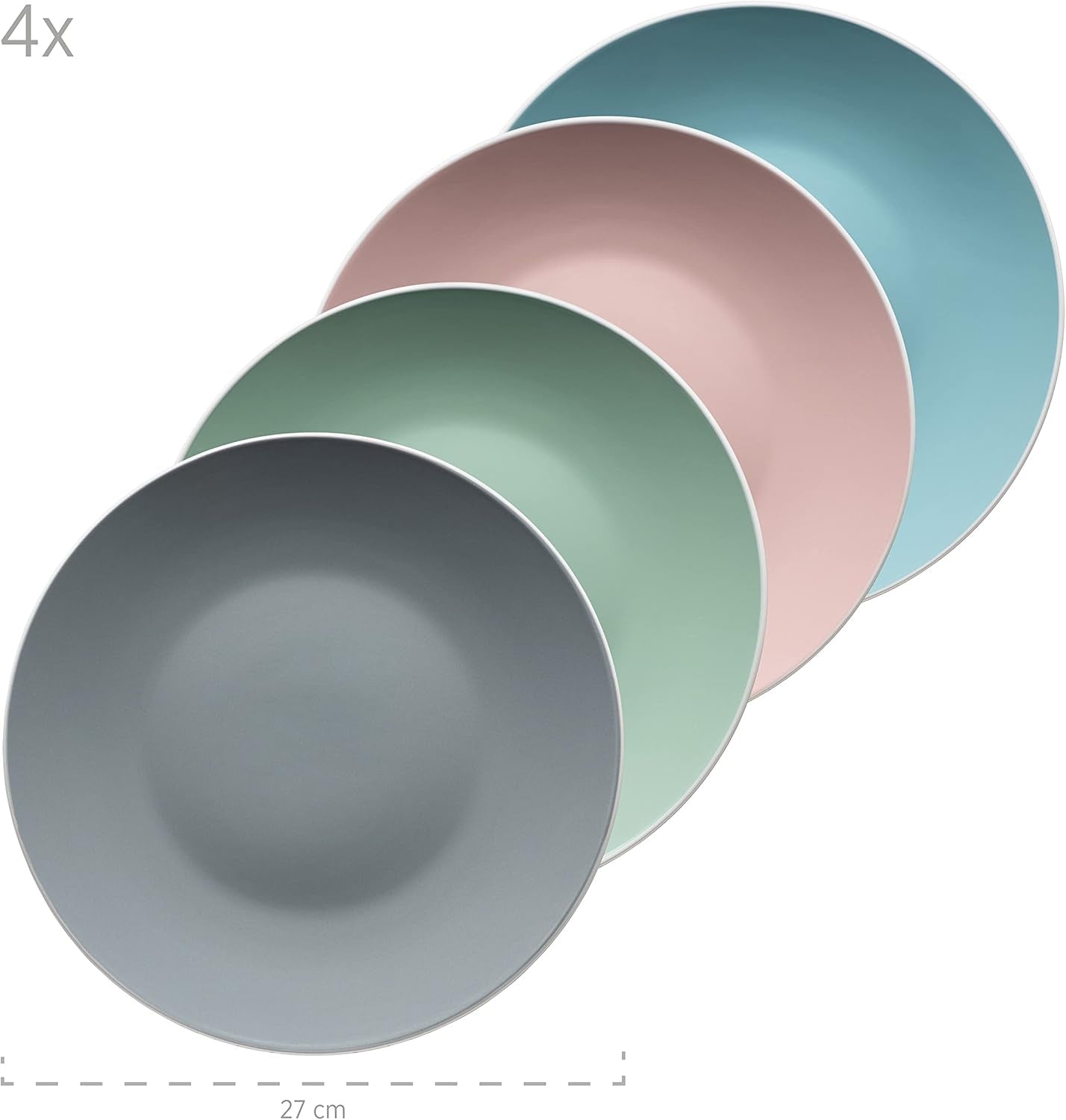 MÄSER 934006 Serie Elissa, Modernes Geschirr Set Für 4 Personen in Bunten Mattglasuren Mit Weißem Rand, 16-Teiliges Kombiservice, Steinzeug, Bunt Seturi vesela masa Naty Shop