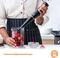 Masterchef Stabmixer, Pürierstab Mit Spritzschutz, Zauberstab Küchengerät, Elektrische Mixstab Hand Blender Mit 2 Geschwindigkeiten, Eintauchfunktion, Spülmaschinenfeste Komponenten, 200W, Schwarz Kitchen Naty Shop