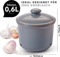 Römertopf oală de usturoi oală proaspătă din lut natural pentru o perioadă lungă de valabilitate a alimentelor, cum ar fi usturoiul Ø 12,5 cm alb Cutii depozitare alimente Naty Shop