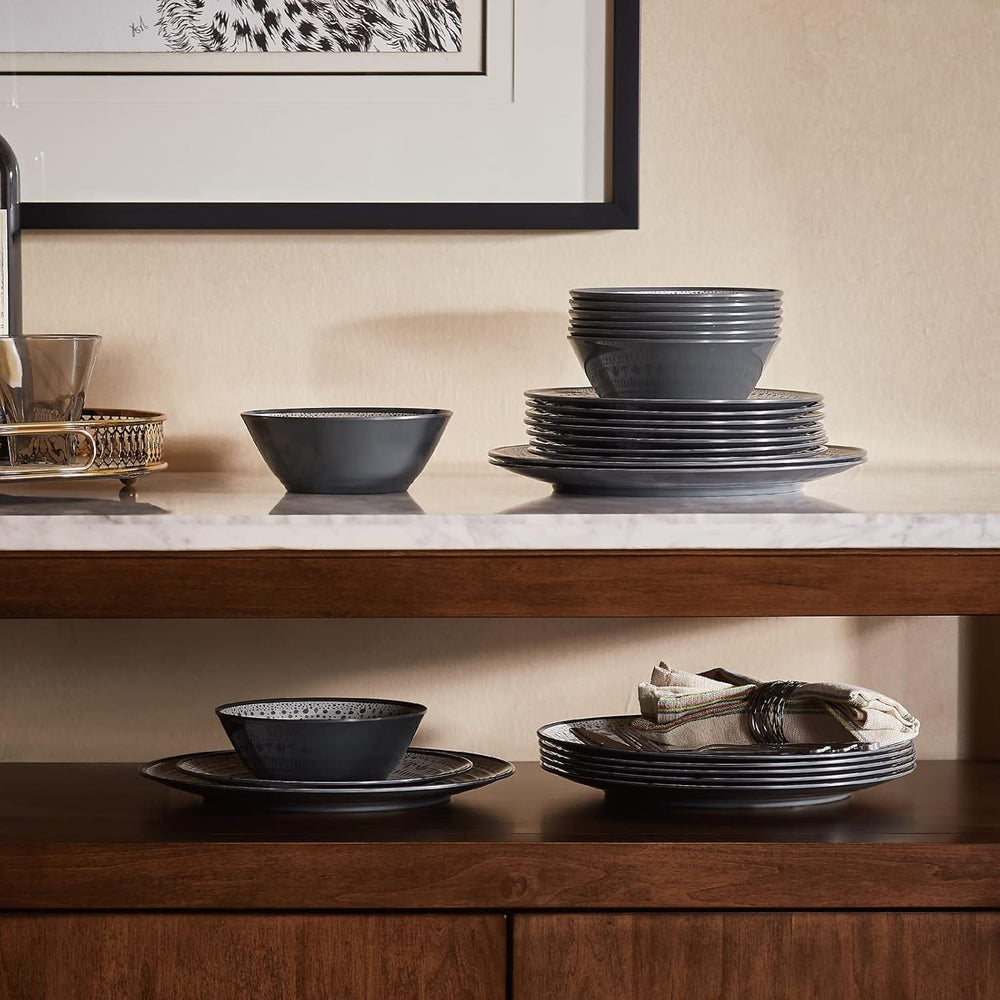 Set de tacâmuri pentru camping din melamină, format din 24 de piese, pentru 8 persoane - set de farfurii și set de tacâmuri din melamină, perfect pentru rulote, petreceri în grădină și petreceri pe terasă