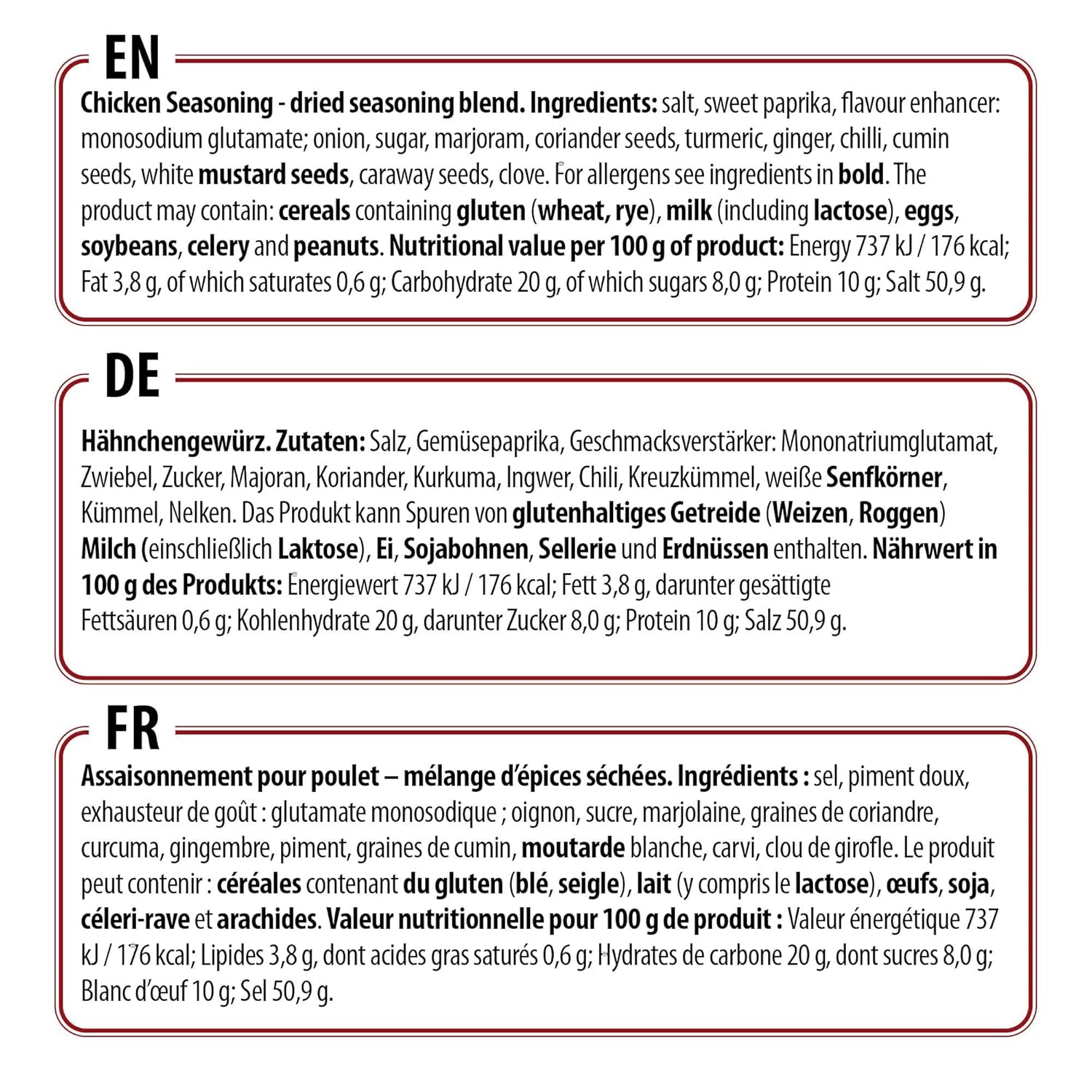 Prymat Hähnchengewürz 1100g, Gewürzmischung für Hhn, Turkey, Ente, Gans, Grillgewürze, Marinade für Fleisch im Streuer