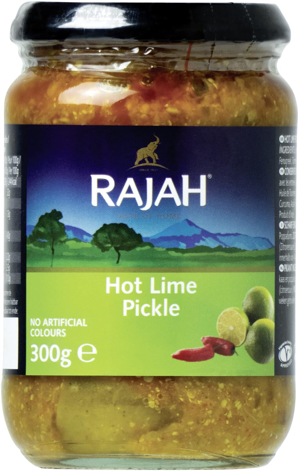 Rajah Mild Lime Pickle – Mild eingelegte Limetten – Ideal come Begleitung zu Curry, Fleisch, Käse, Poppadums & Vorspeisen – 1 x 300 g
