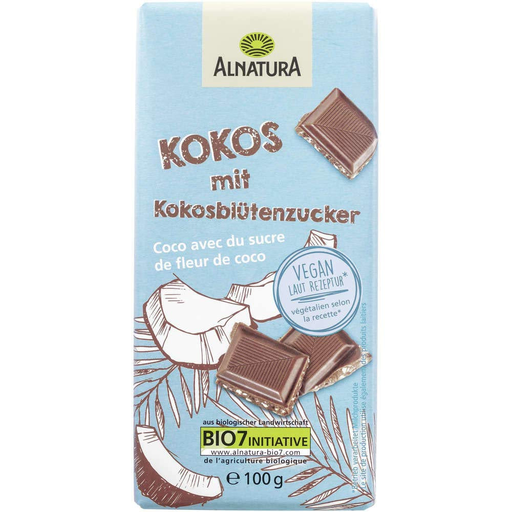 Alternativa vegana biologica al cioccolato con zucchero di fiori di cocco, 100g