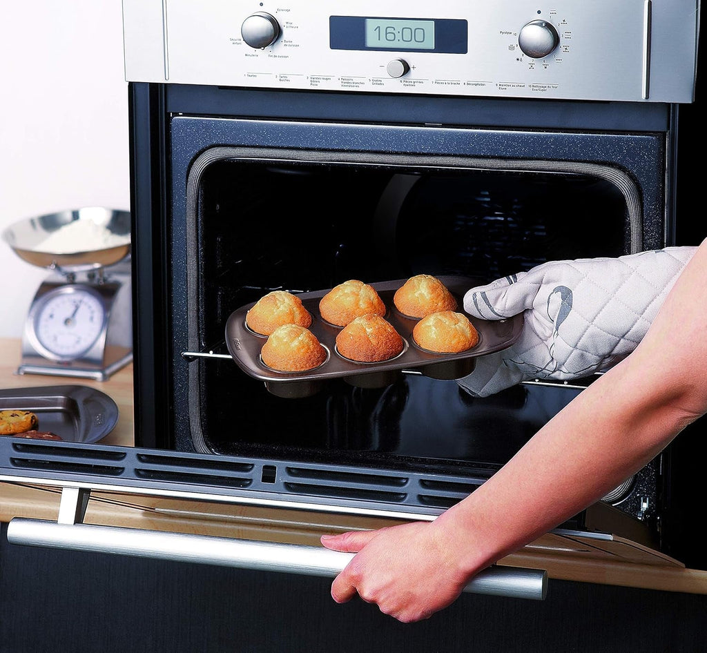 Pyrex BANDEJA 6 MAGDALENAS ASIMETRIA PX Muffinförmchen, Metall, Bunt, 6 Magdalena Matrite si tavi pentru copt Naty Shop