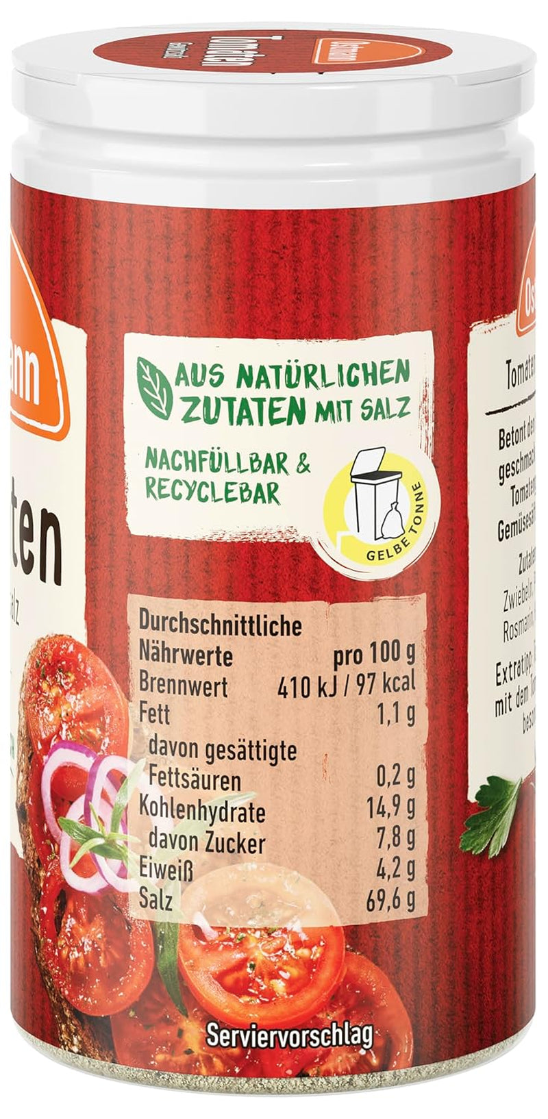 Ostmann Gewürze - Pomodoro Gewürzsalz | Perfetto per condire insalata di pomodoro e bruschette 60 g in Der Streudose