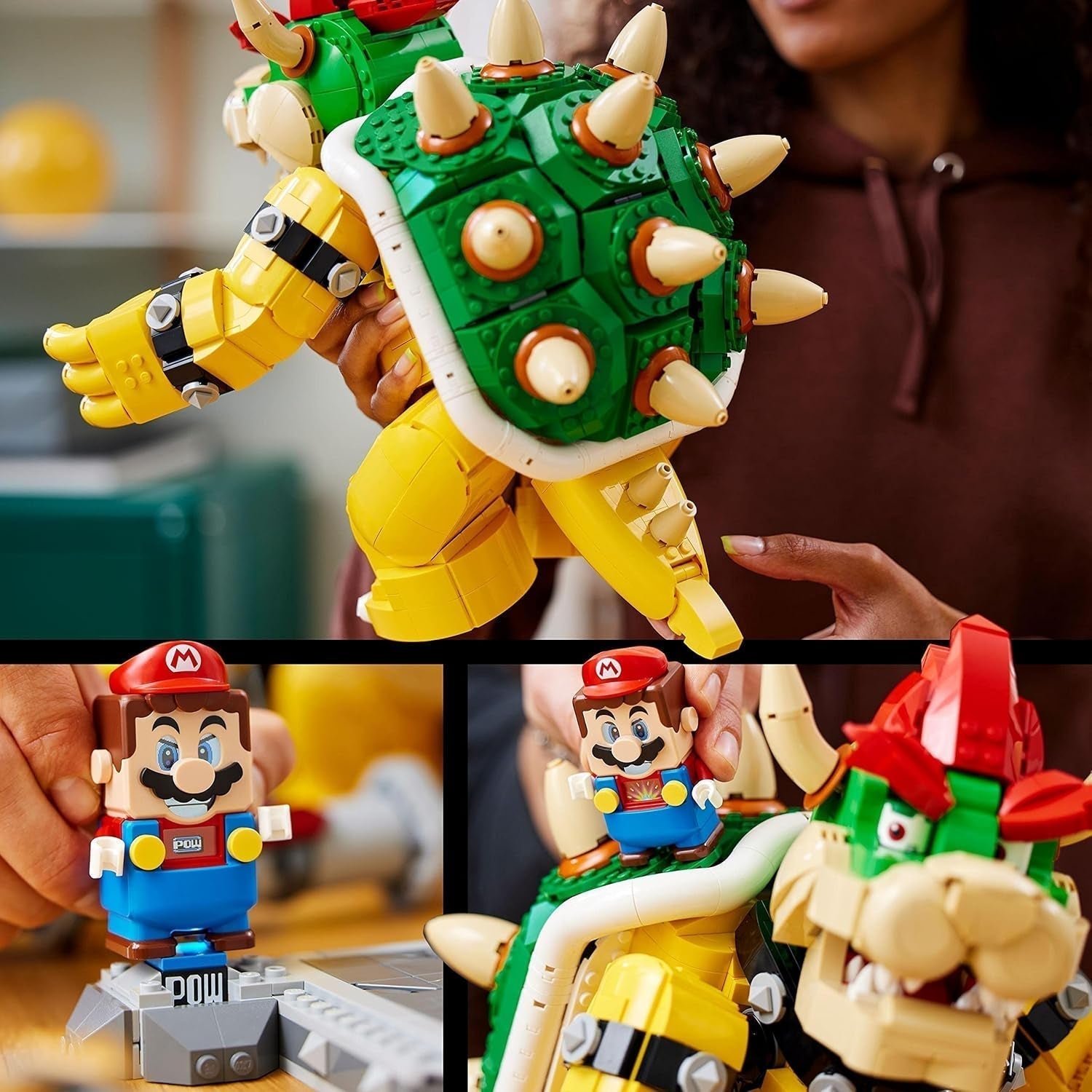 LEGO Super Mario The Mighty Bowser Kit modello 3D Grande set di action figure da collezione inclusa piattaforma da duello Idea regalo per i fan da esporre come decorazione della stanza 71411 Set di costruzione Besuche den LEGO-Store