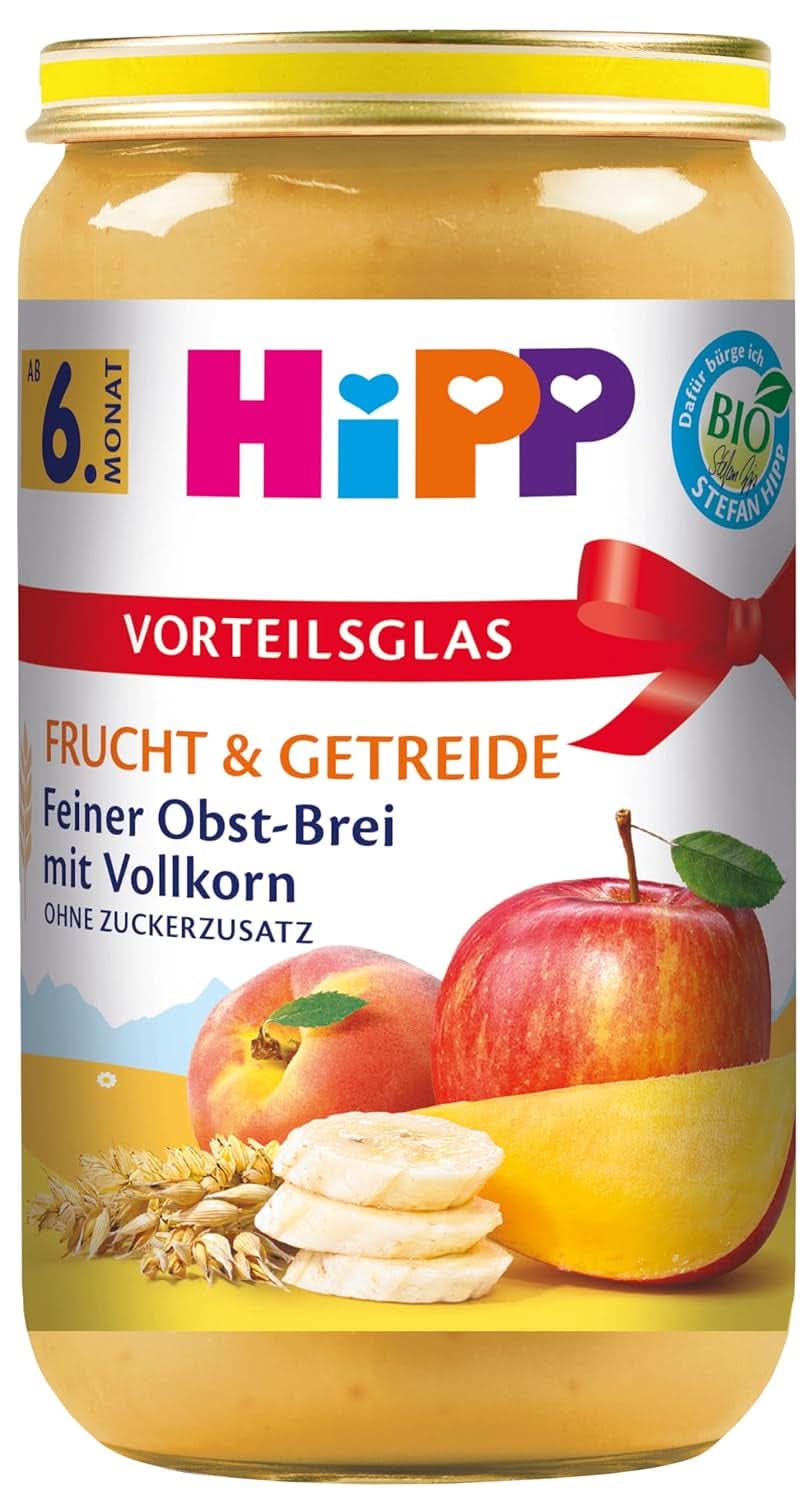 Hipp Pere-Banane con biscotti, confezione da 6 (6 X 190 grammi) Madre e Bambino Naty Shop 6 x 250 grammi Porridge di frutta pregiata con farina integrale