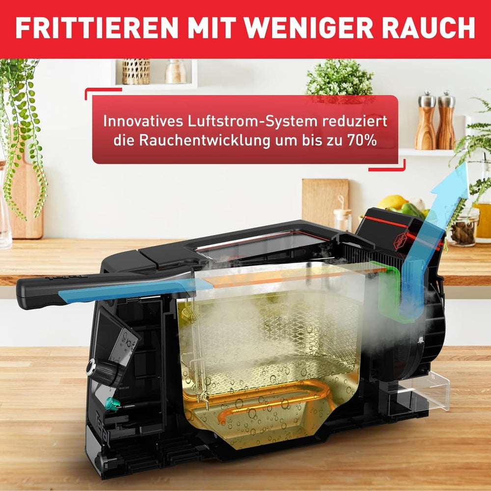 Friggitrice Tefal FR600D Clear Duo, frigge con meno fumo e odori, capacità 1,2 kg, termostato, timer, ampia finestra di visualizzazione senza nebbia Elettrodomestici Naty Shop