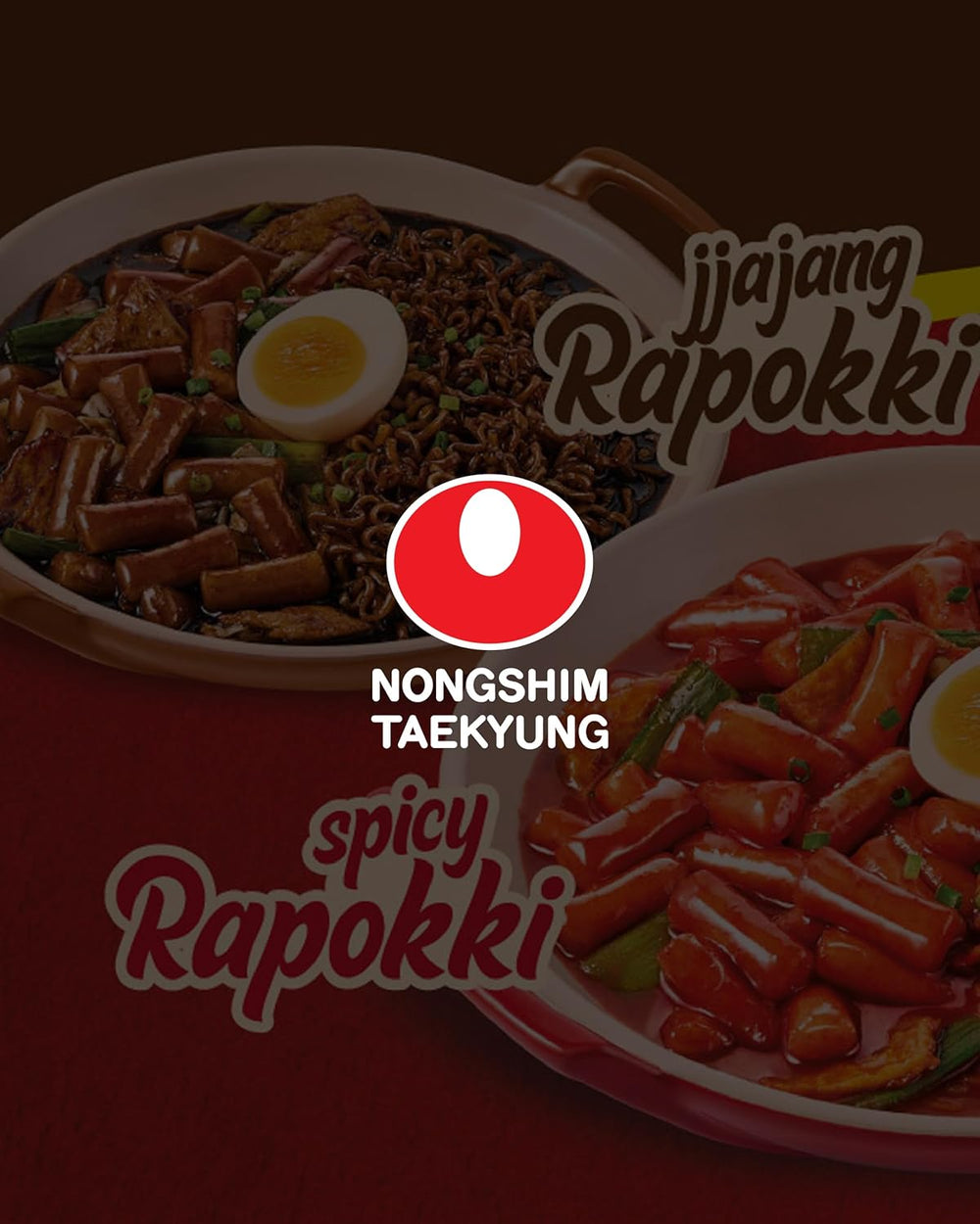 NONGSHIM Rapokki (Jjajang, 400 ml) – autentico street food coreano, ramen e torte di riso, fagioli neri; facile e veloce da preparare, pronto in 4 minuti