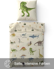 Skybrands Dino Bedtuene 135X200 Jungen Bedtuene Dinosaurier Baumwolle 2Tlg Kinder Bedtuene Dinosaurier 135X200 + Borsa Naty Shop