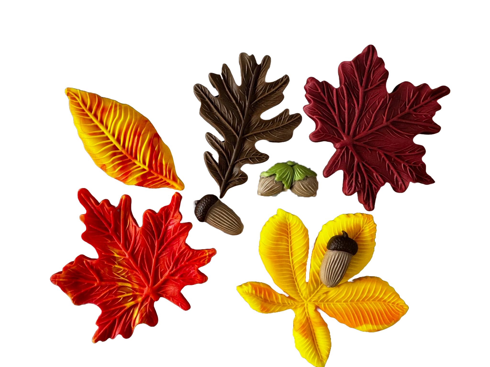 Set 8 decoratiuni comestibile din pasta de zahar, Toamna Decoratiuni din Pasta de Zahar Naty Shop