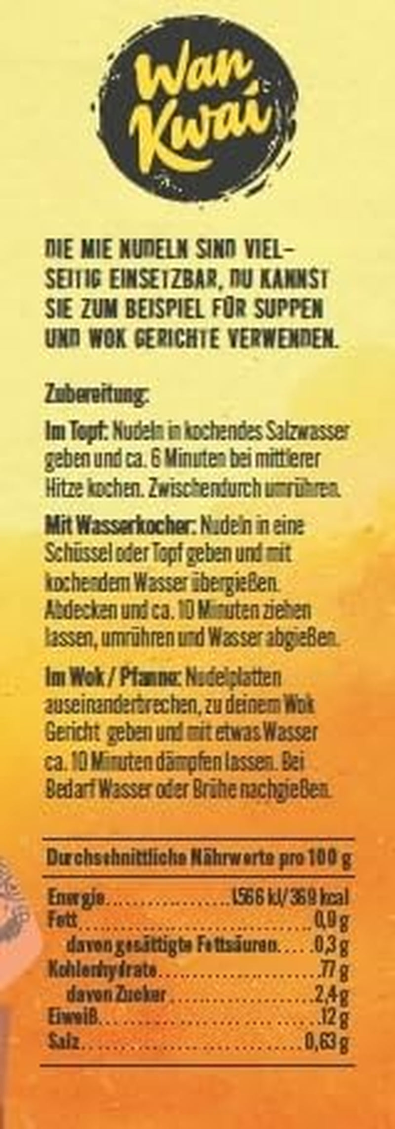 Wan Kwai Mie Noodles 250g: versatili nelle zuppe e nei piatti wok, preparati velocemente in 6 minuti, scopri il gusto della cucina asiatica e beneficia di ingredienti di alta qualità.