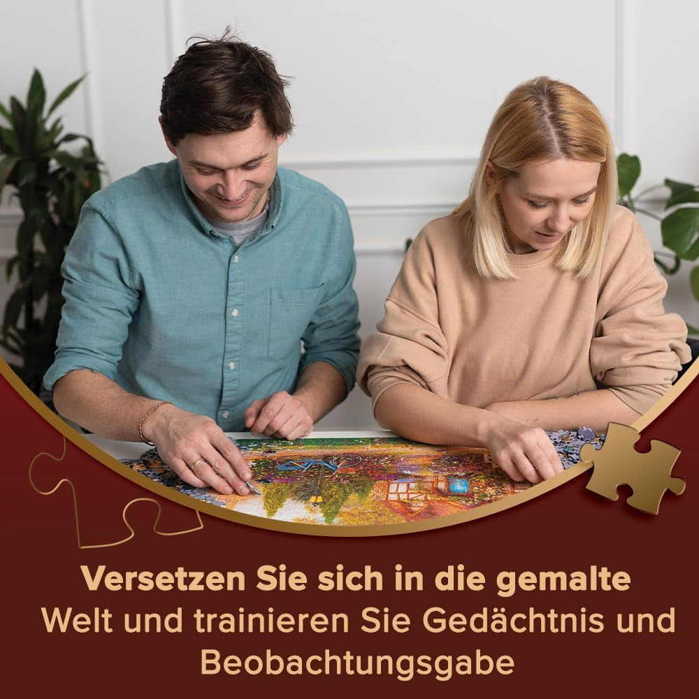 Trefl Premium plus Quality - Puzzle Tea Time: Houses Stoney Lane - 1000 elemente, Serie de imagini nostalgice pictate, Potrivirea ideală a pieselor, Pentru adulți și copii de la 12 ani Puzzle Naty Shop