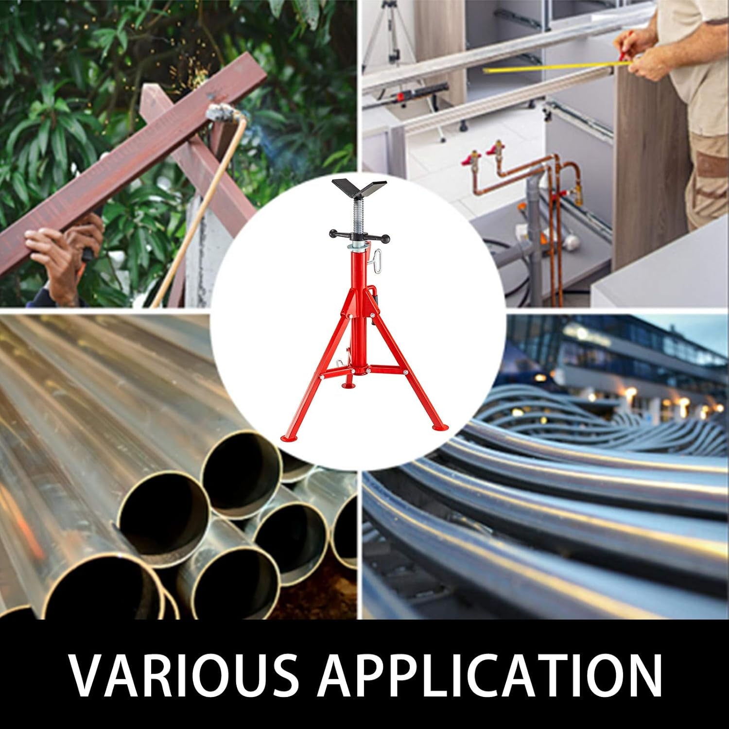 Suport pentru furtun VEVOR 4500 lbs Suport pentru furtun cu cap în V pentru susținerea furtunului în timpul înfiletării, reglabil pe înălțime până la 132 cm