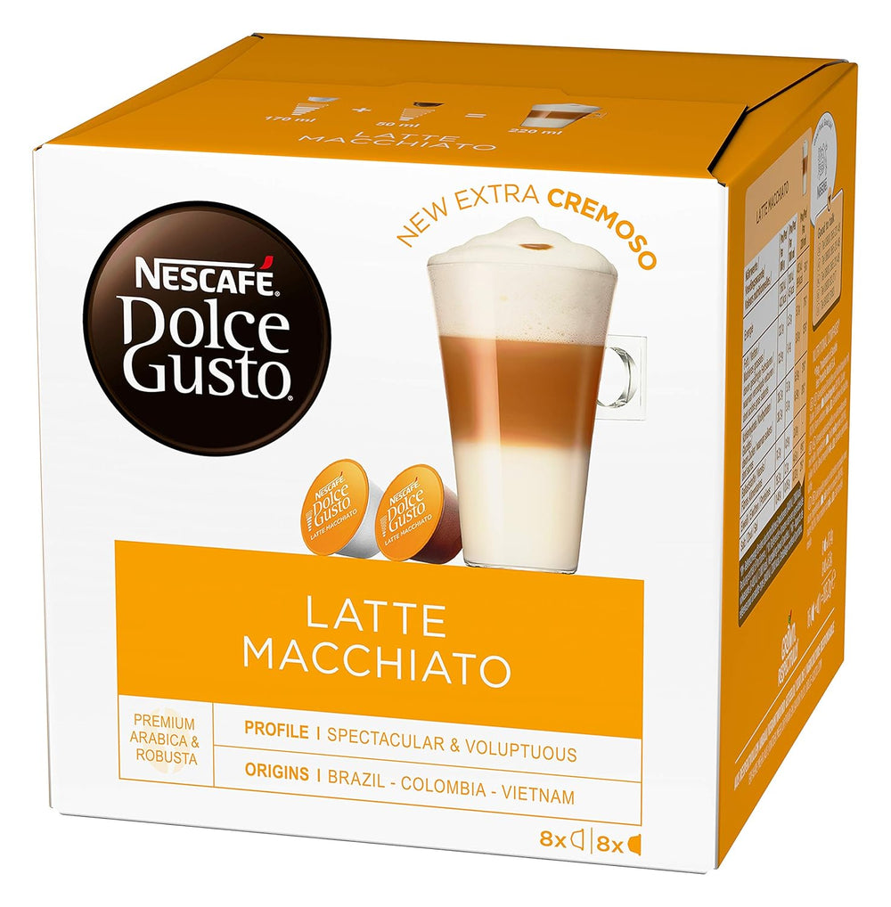 Latte Macchiato | 96 Kaffeekapseln & Latte Macchiato Caramel | 48 Kaffeekapseln | Arabica Robusta Mischung | Feines Karamell Aroma und leckerer Milchschaum