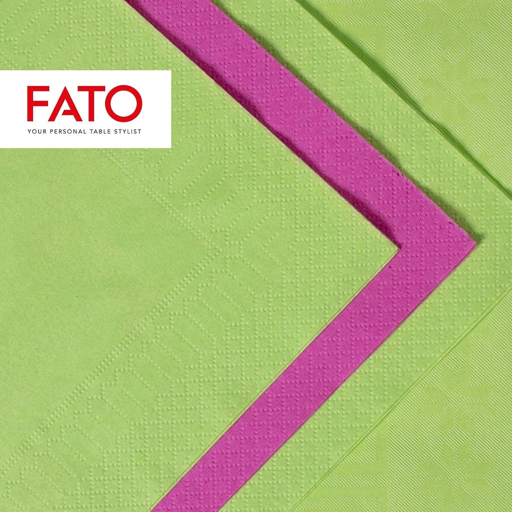, Șervețele de hârtie de unică folosință, Ideal pentru prânzuri informale și bufete, Pachet de 50 șervețele, Dimensiune 33X33, 4 ori pliate, 2 straturi, Culoare verde măr, 100% hârtie din celuloză pură, FSC