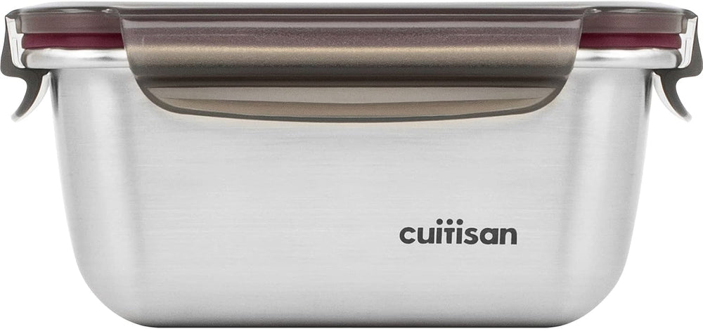 CANDL Cuitisan (Flora) borcan de depozitare a alimentelor din oțel inoxidabil cu capac cu clip, dreptunghiular, potrivit pentru cuptor cu microunde + cuptor, borcan de depozitare, EC7-SS10 2800ml Cutii depozitare alimente Naty Shop 14.8Cm X 10.8Cm X 7.1Cm / 500Ml