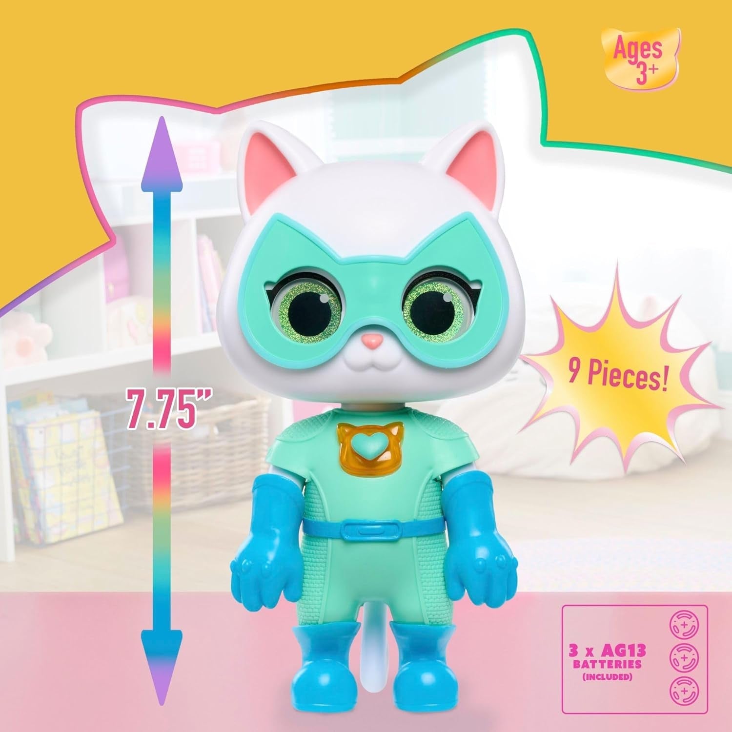 Just Play Disney Junior Superkitties, 20 Cm Big Cat Strong Transformable Bitsy, 9 piese, jucărie pentru copii de la 3 ani Action figures Naty Shop