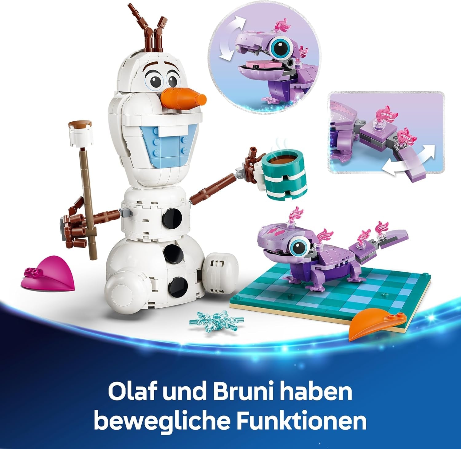 LEGO ǀ Disney Frozen Picknickspaß mit Olaf und Bruni - Schneemann Figur mit Picknickdecke und Zubehör - DIY Deko fürs Schlafzimmer - Geschenk für Mädchen ab 7 Jahren und Frozen Fans - 43287