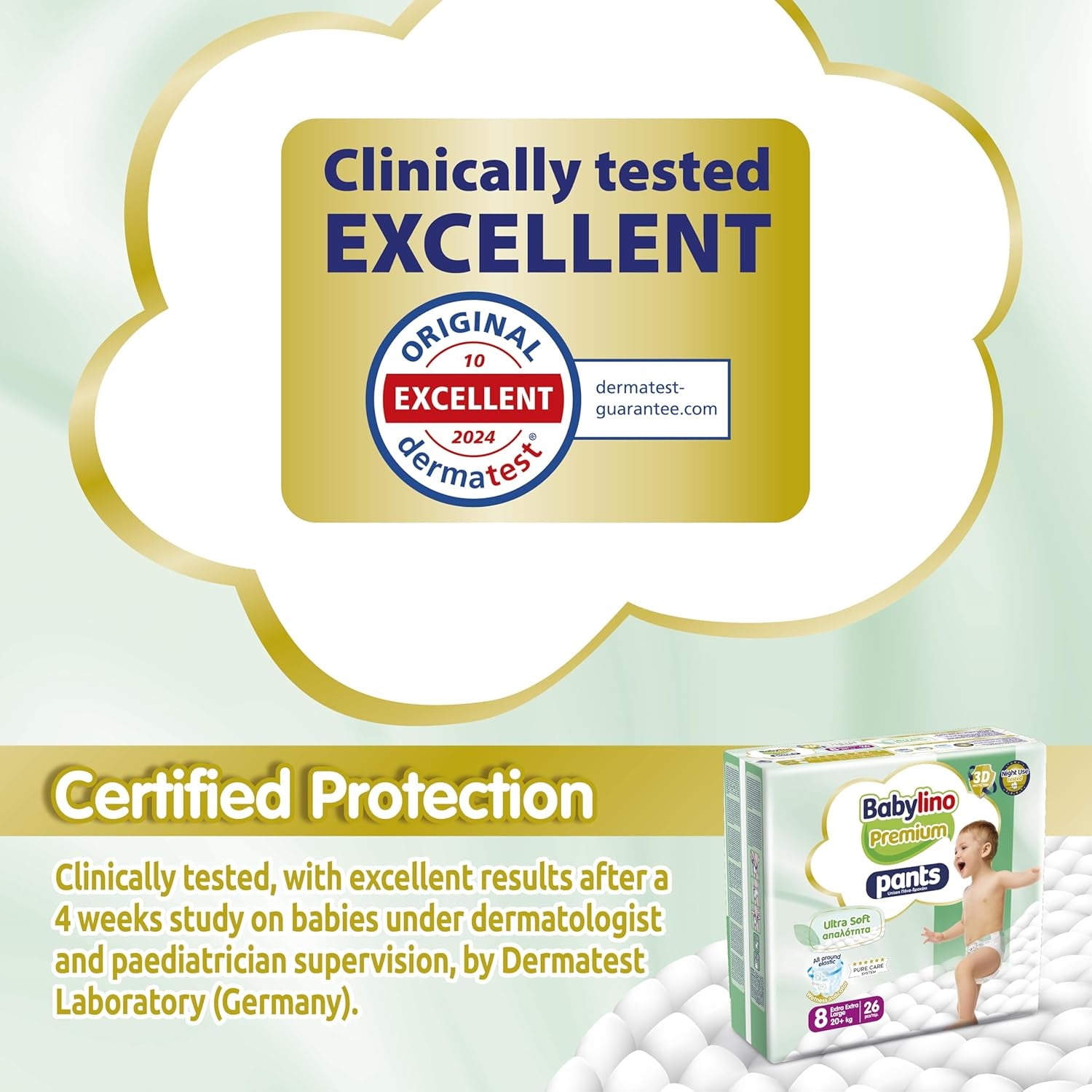 Pantaloni Premium taglia 8 con filtro ultra morbido, XXL (20+ kg), 104 pezzi