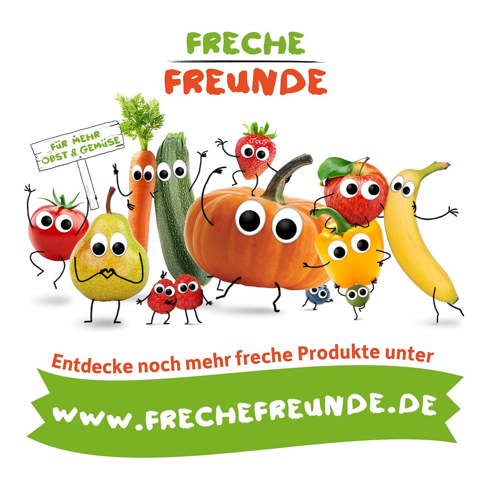 FRECHE FREUNDE Gelatine di frutta bio, lecca lecca di mela, lampone e riso, snack dolce alla frutta per bambini, senza glutine, vegano, confezione da 20 (20 x 30 g)
