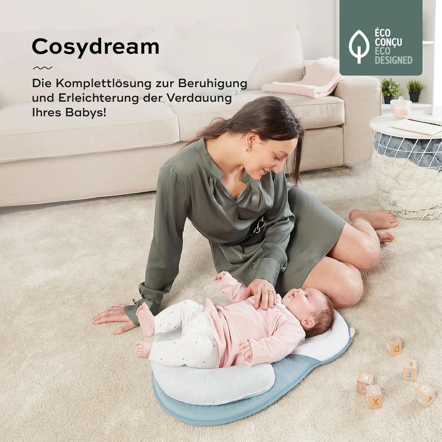 Babymoov Cosydream Cuscino di posizionamento Mosaico per neonati per alleviare le coliche e prevenire la plagiocefalia, 0-3 mesi Accessori Alimentazione e Allattamento Bebe Naty Shop