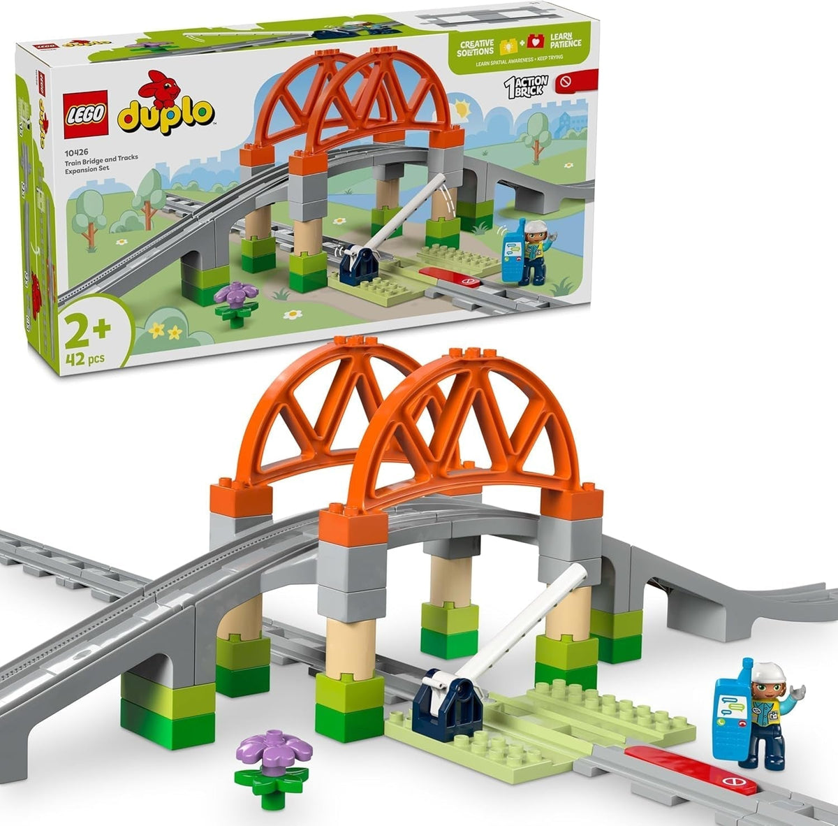 Ponte ferroviario e binari LEGO DUPLO Town - Set di espansione, regalo per bambini dai 2 anni in su, set di costruzione e ricostruzione, set di sviluppo prescolare, giocattolo educativo 10426 Set di costruzione Besuche den LEGO-Store Titolo predefinito