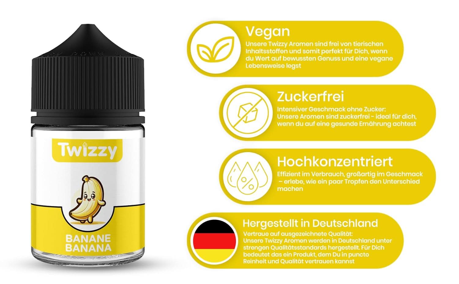 Aroma alimentare Twizzy Banana - 60 ml - Gusto intenso - Ideale per dolci Aromas Naty Shop