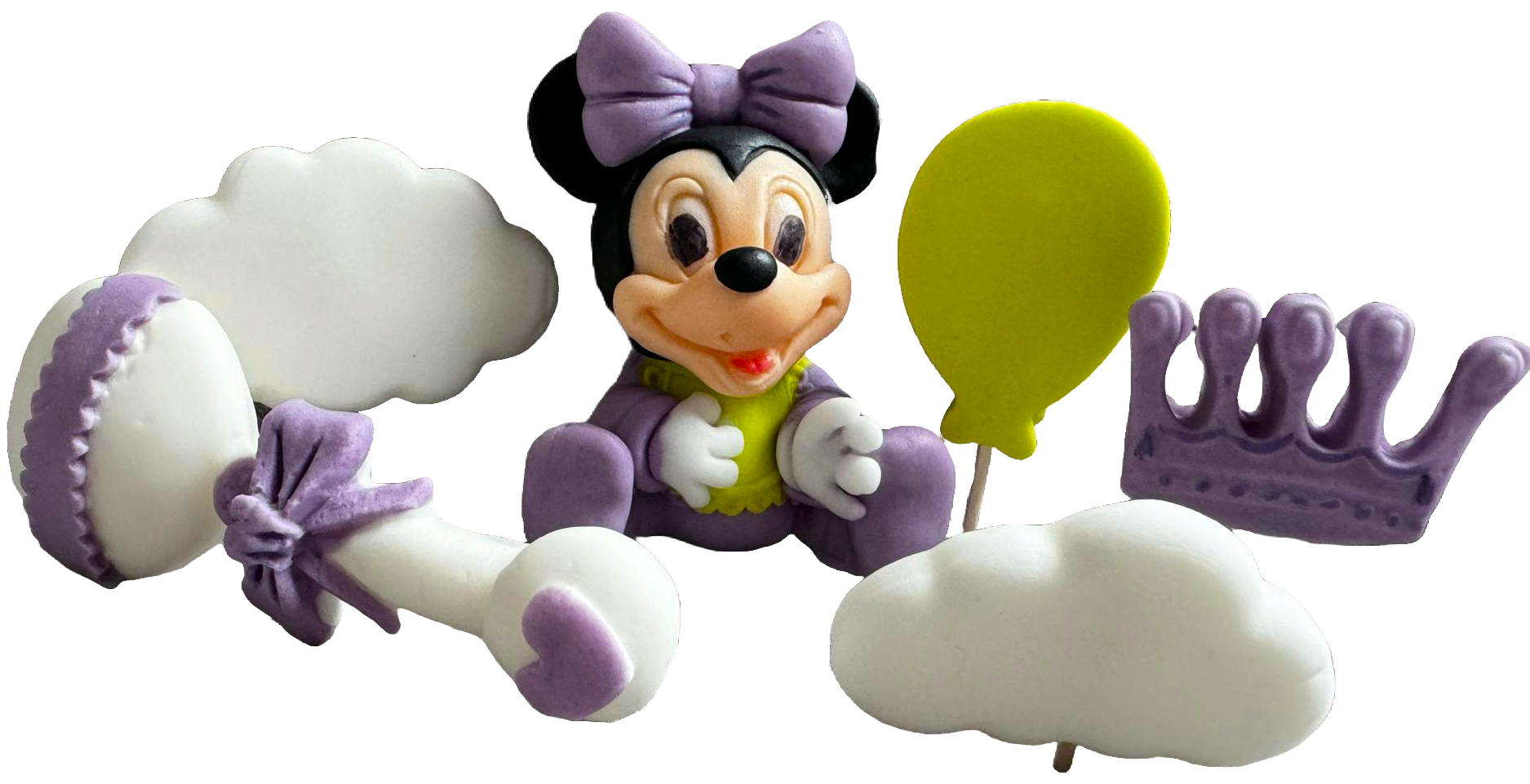 Set 6 decoratiuni comestibile din zahar, Minnie Mouse Decoratiuni din Pasta de Zahar Naty Shop