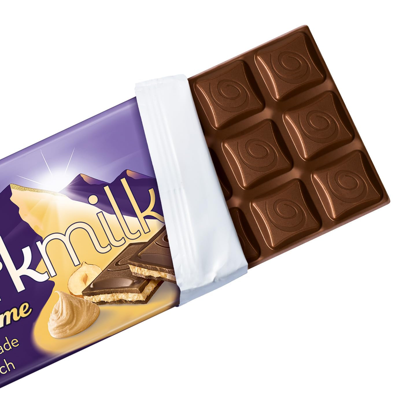 Milka Black Milk – Cioccolato nero alpino con ripieno cremoso al latte e torrone – 85g