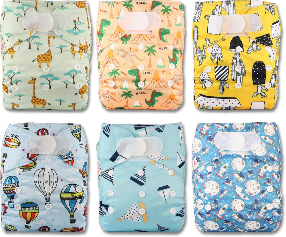 Pannolini riutilizzabili Littles and Bloomz FLV2-0602, chiusura standard con gancio e anello, 6 pannolini