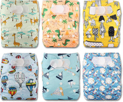 Pannolini riutilizzabili Littles and Bloomz FLV2-0602, chiusura standard con gancio e anello, 6 pannolini