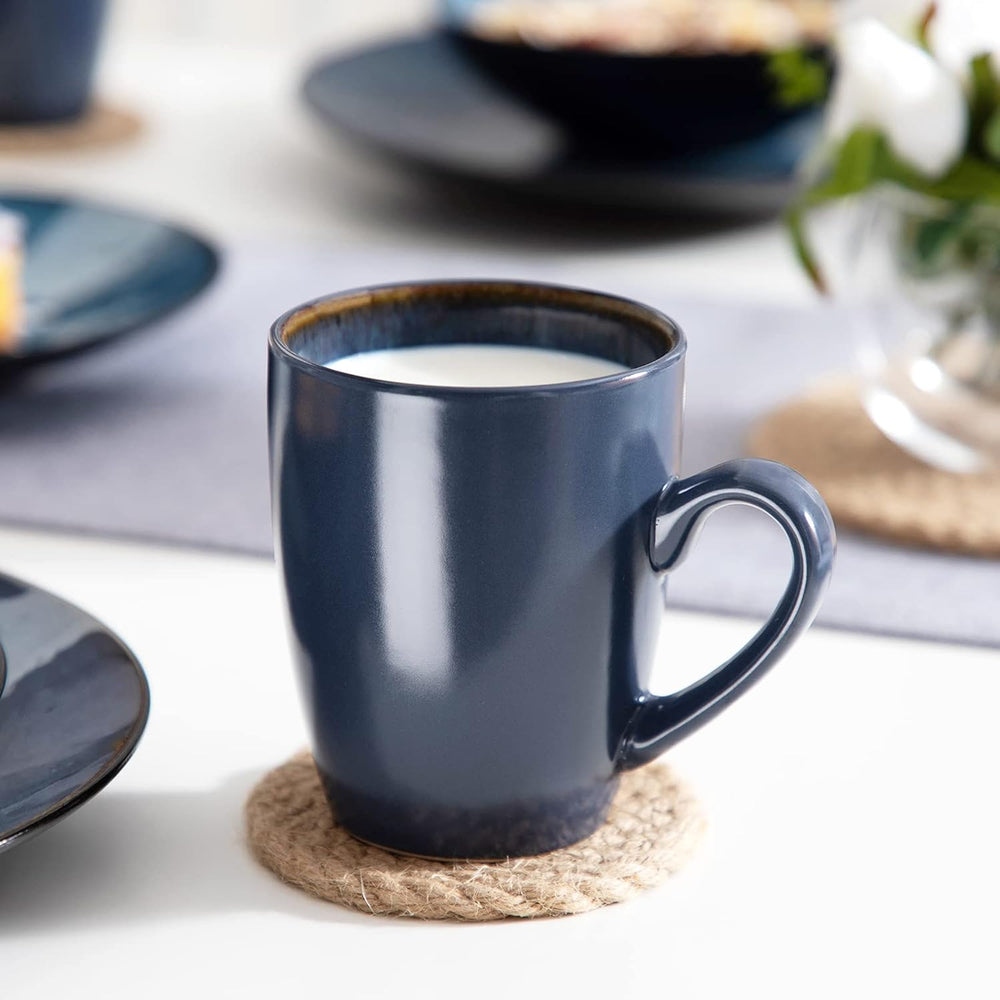 Set de veselă pentru 4 persoane, set combinat vancasso BUBBLE cu 16 piese din gresie, set de veselă în stil vintage, include boluri, cești de cafea, farfurii de desert și farfurii pentru 4/8/12 persoane