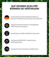 Dehner Saatgut Mikroklee-Rasen, Hochwertige Rasensamen Für Dichten/Sattgrünen Rasen Mit Feiner Optik, Pflegeleicht/Selbstdüngend, Ideal Für Spiel- & Entspannungsflächen, 1.25 Kg Für Ca. 50 M²