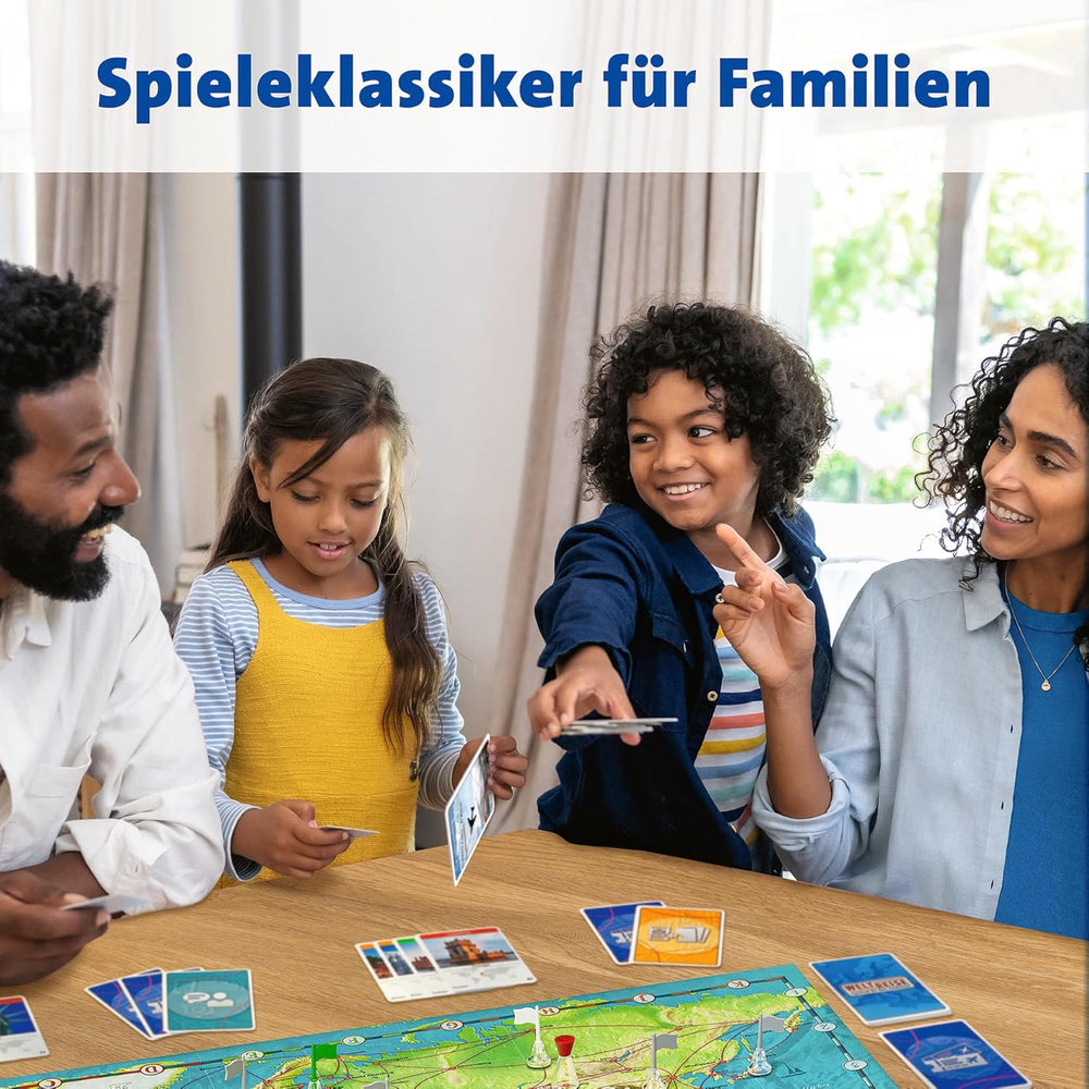 Ravensburger Family Game 26888 - World Tour - Clasic pentru familii, de la 8 ani în sus - Joc de petrecere, călătorii în jurul lumii, joc de societate pentru până la 6 jucători - peste 170 de orașe