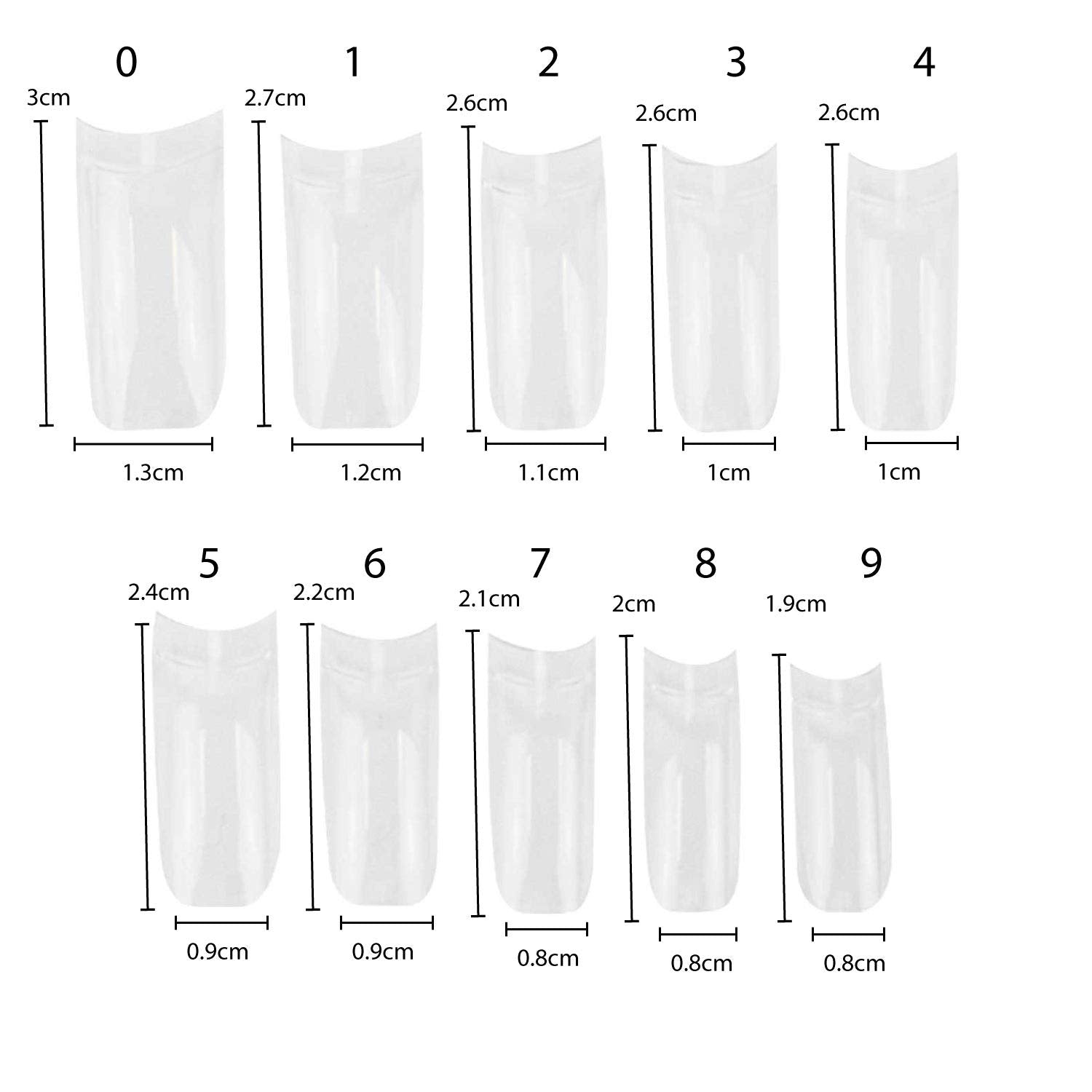 TRIXES 500 bucăți vârfuri pentru unghii cu gel, unghii franțuzești, vârfuri acrilice transparente pentru manichiură DIY, 10 modele diferite