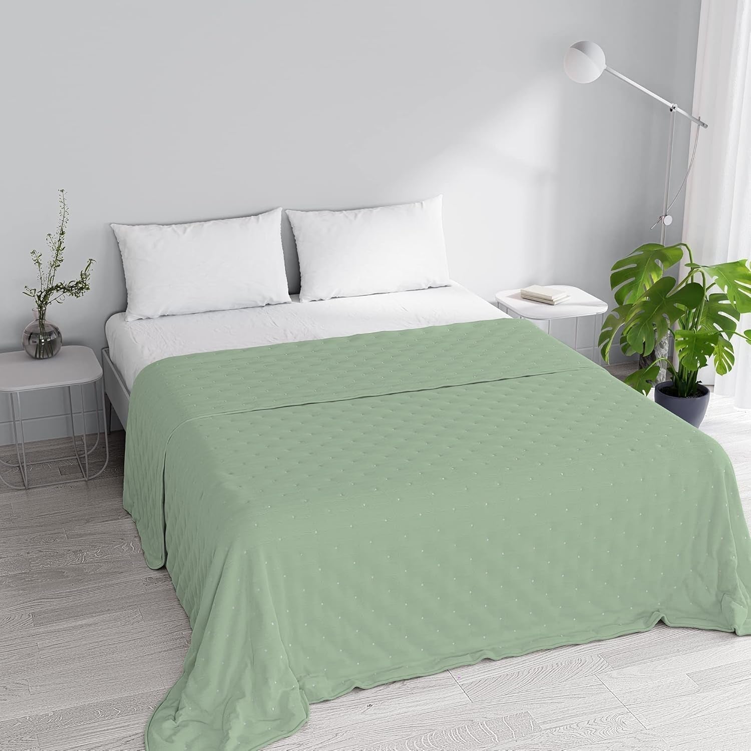 Trapunta estiva biancheria da letto italiana CHIC, microfibra, MATRIMONIALE 250X250Cm, verde chiaro Trapunte e trapunte Naty Shop