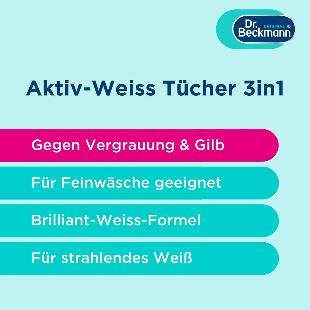 Șervețele Dr. Beckmann Fest, Active-White, 15 șervețele Detergenti Rufe Naty Shop